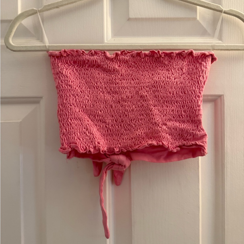Pink Smocked Tube Top
